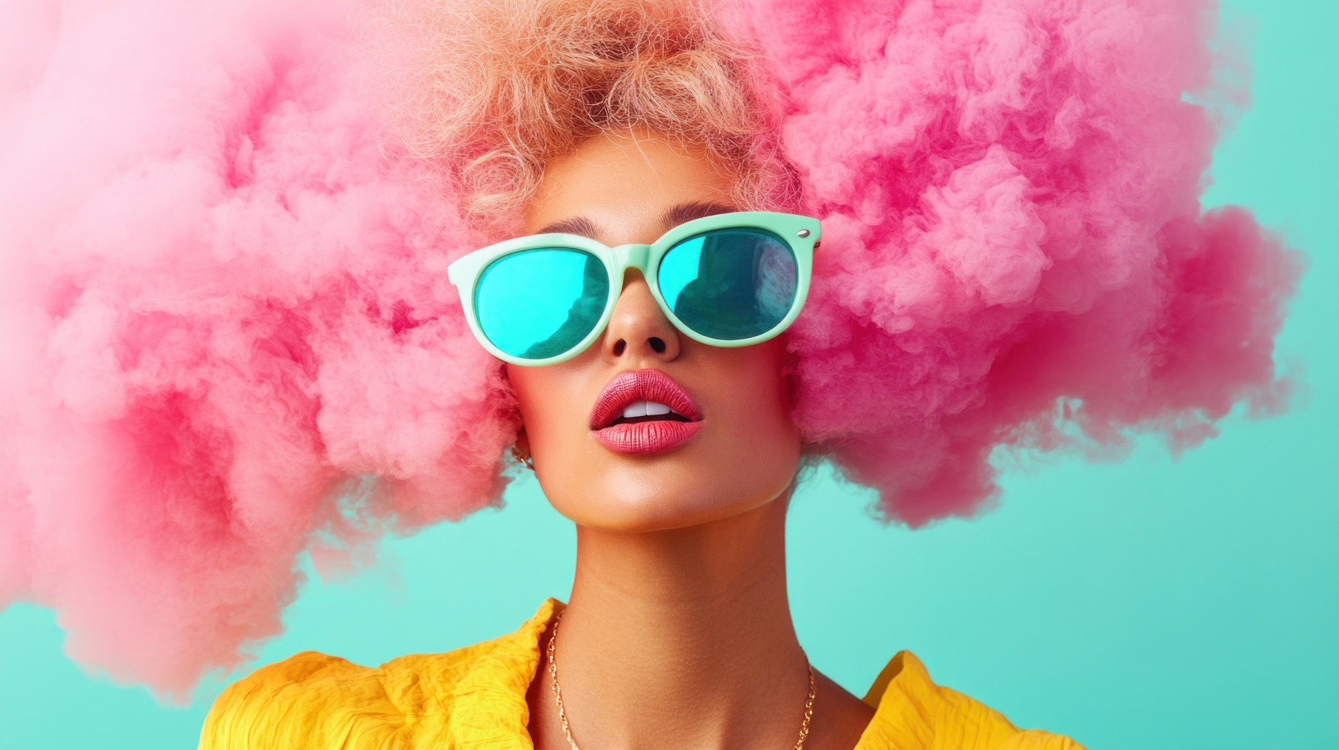 frau-mit-pinken-haaren und sonnenbrille